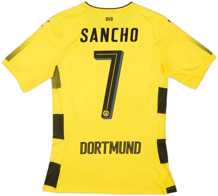 2017-18 Borussia Dortmund Player Issue (ACTV Fit) Home Shirt Sancho #7 (L)