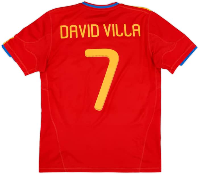 2009-10 Spain Home Shirt David Villa #7 - 9/10 - (XL.Boys)