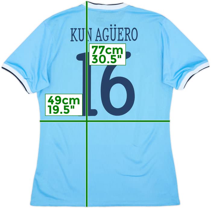 2013-14 Manchester City Authentic Home Shirt Kun Aguero #16 - 8/10 - (XL)