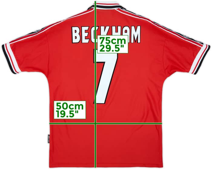 1998-00 Manchester United Home Shirt Beckham #7 - 8/10 - (M)