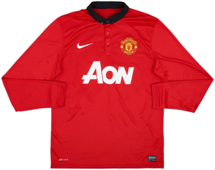 2013-14 Manchester United Home L/S Shirt Rooney #10 - 8/10 - (M)