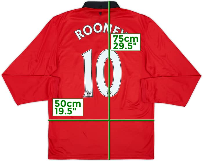 2013-14 Manchester United Home L/S Shirt Rooney #10 - 8/10 - (M)
