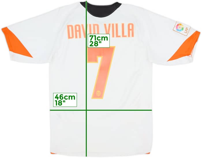 2005-06 Valencia Home Shirt David Villa #7 - 6/10 - (S)