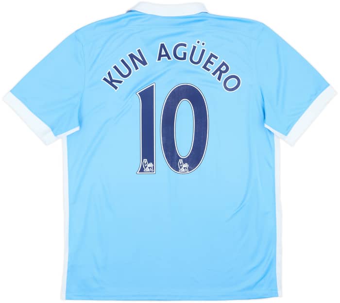 2015-16 Manchester City Home Shirt Kun Aguero #10 - 8/10 - (L)