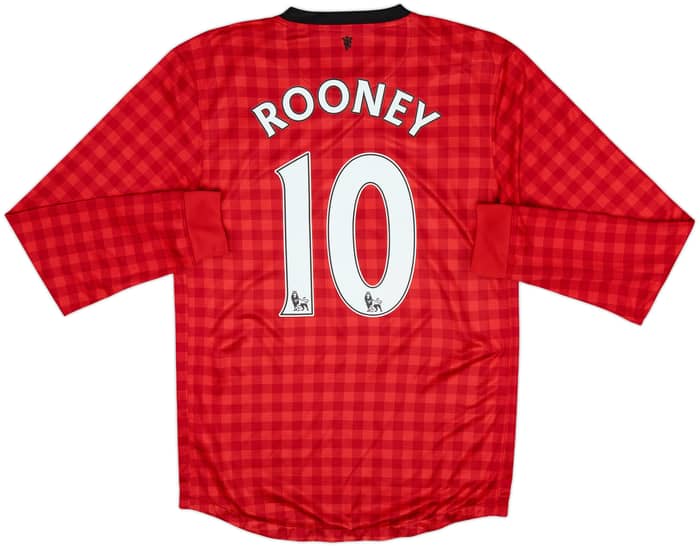 2012-13 Manchester United Home L/S Shirt Rooney #10 - 8/10 - (S)