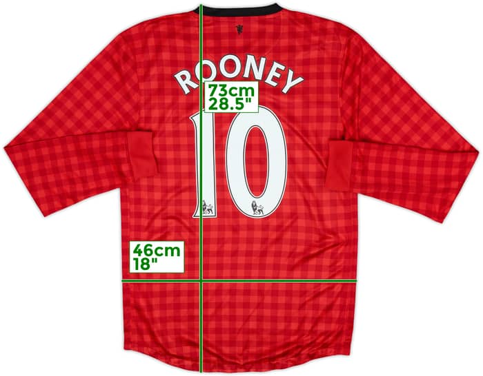 2012-13 Manchester United Home L/S Shirt Rooney #10 - 8/10 - (S)
