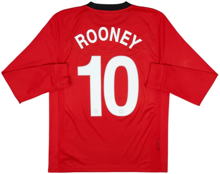 2009-10 Manchester United Home L/S Shirt Rooney #10 - 8/10 - (M)