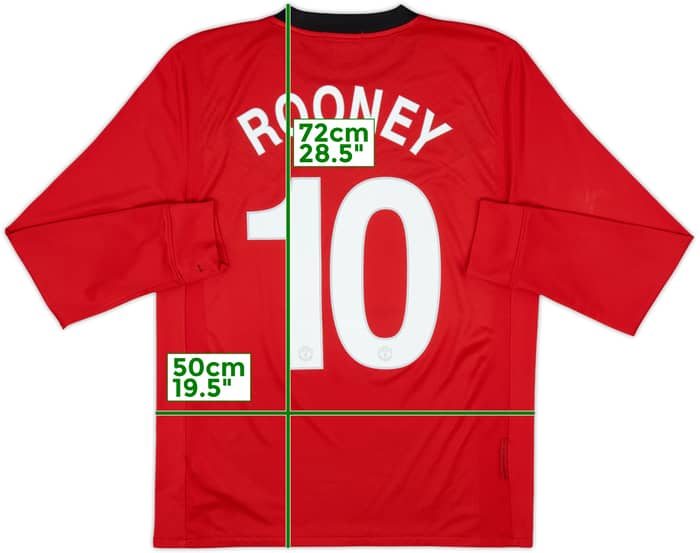 2009-10 Manchester United Home L/S Shirt Rooney #10 - 8/10 - (M)