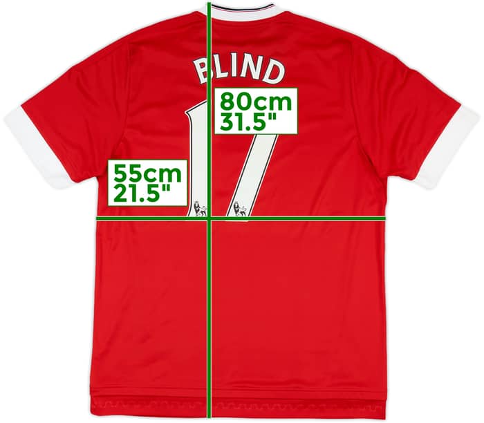 2015-16 Manchester United Home Shirt Blind #17 - 8/10 - (L)