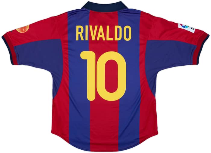 2000-01 Barcelona Home Shirt Rivaldo #10 - 8/10 - (M)