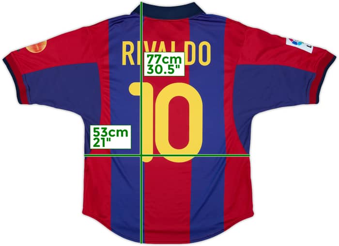 2000-01 Barcelona Home Shirt Rivaldo #10 - 8/10 - (M)