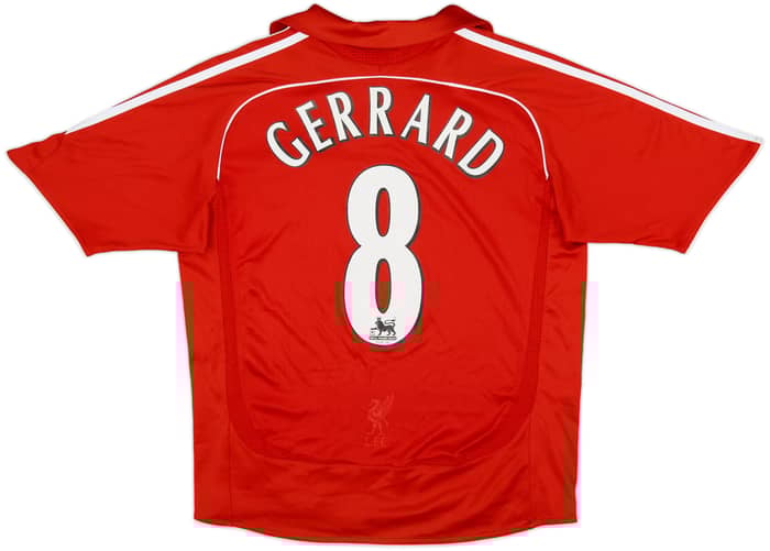 2006-08 Liverpool Home Shirt Gerrard #8 - 8/10 - (L.Boys)