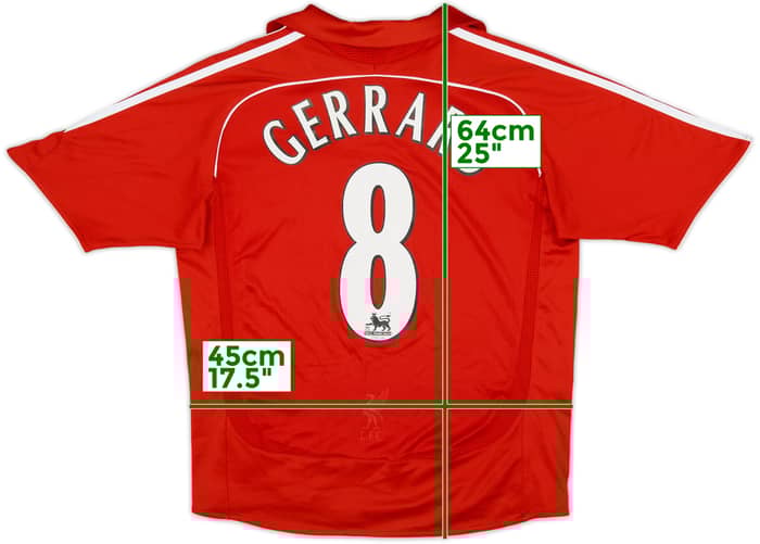 2006-08 Liverpool Home Shirt Gerrard #8 - 8/10 - (L.Boys)