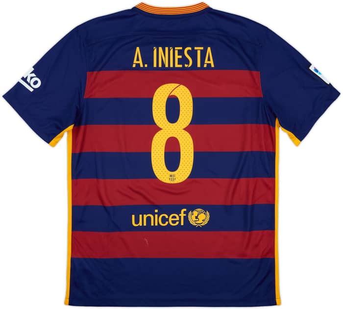 2015-16 Barcelona Home Shirt A.Iniesta #8 - 6/10 - (L)