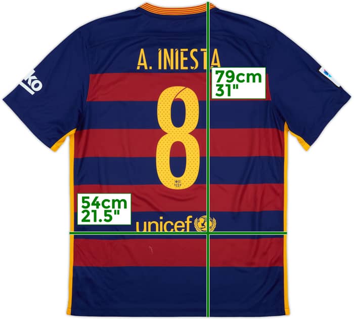 2015-16 Barcelona Home Shirt A.Iniesta #8 - 6/10 - (L)