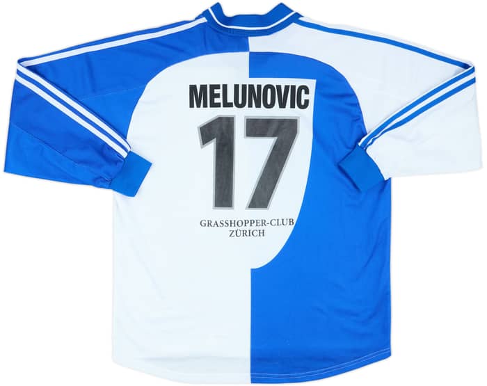 2000-01 Grasshoppers Match Issue Squad Signed Home L/S Shirt Melunovic #17