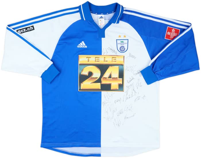 2000-01 Grasshoppers Match Issue Squad Signed Home L/S Shirt Melunovic #17