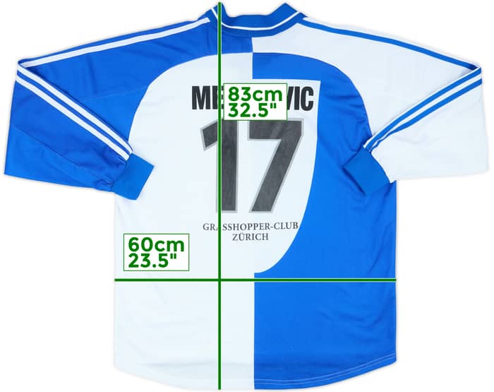 2000-01 Grasshoppers Match Issue Squad Signed Home L/S Shirt Melunovic #17