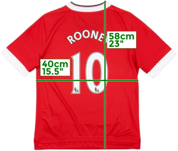 2015-16 Manchester United Home Shirt Rooney #10 - 10/10 - (M.Boys)