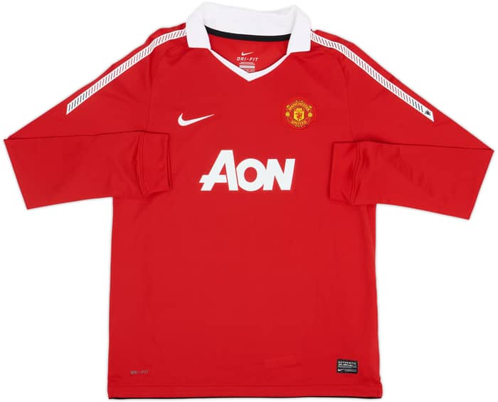 2010-11 Manchester United Home L/S Shirt Rooney #10 - 9/10 - (XL.Boys)