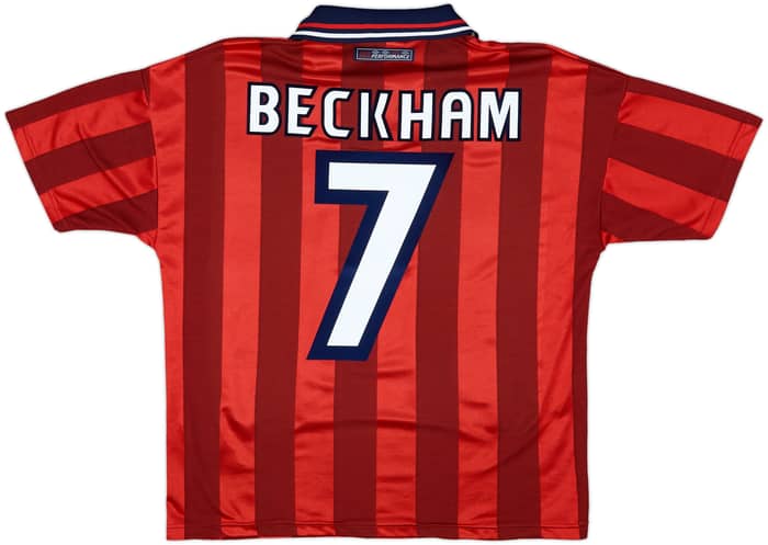 1997-99 England Away Shirt Beckham #7 - 8/10 - (Y)