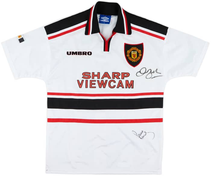 1997-99 Manchester United Signed Away Shirt - 9/10 - (M)