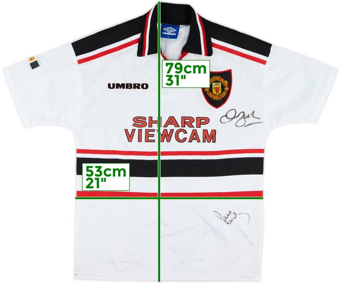 1997-99 Manchester United Signed Away Shirt - 9/10 - (M)