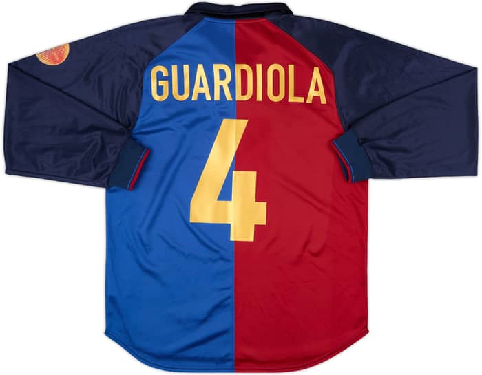 1999-00 Barcelona Player Issue Centenary Home L/S Shirt Guardiola #4 - 8/10 - (M)