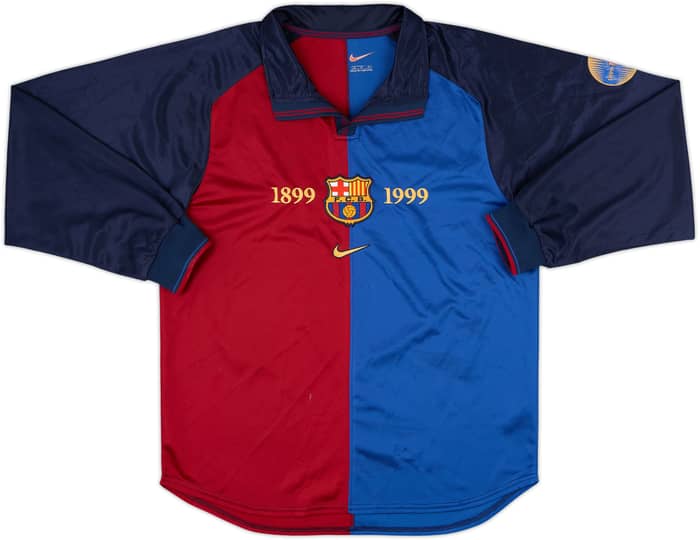1999-00 Barcelona Player Issue Centenary Home L/S Shirt Guardiola #4 - 8/10 - (M)
