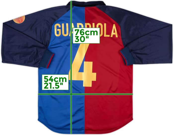 1999-00 Barcelona Player Issue Centenary Home L/S Shirt Guardiola #4 - 8/10 - (M)