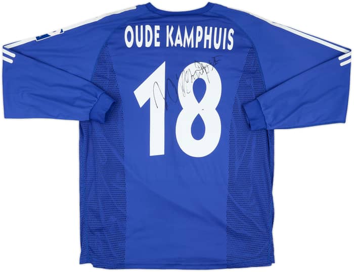 2003-04 Schalke Match Issue Signed UEFA Cup Home L/S Shirt Oude Kamphuis #18