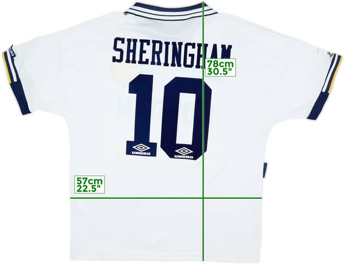 1993-95 Tottenham Home Shirt Sheringham #10 - 7/10 - (XL)