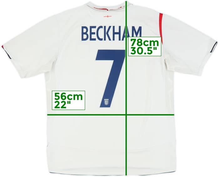 2005-07 England Home Shirt Beckham #7 - 5/10 - (XL)