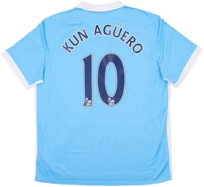 2015-16 Manchester City Home Shirt Kun Aguero #10 - 8/10 - (XL)