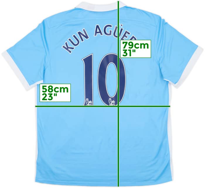 2015-16 Manchester City Home Shirt Kun Aguero #10 - 8/10 - (XL)
