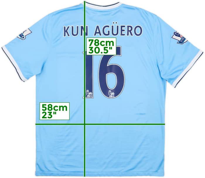 2013-14 Manchester City Home Shirt Kun Aguero #16 - 7/10 - (XL)
