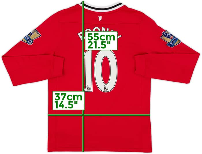 2011-12 Manchester United Home L/S Shirt Rooney #10 - 8/10 - (S.Boys)