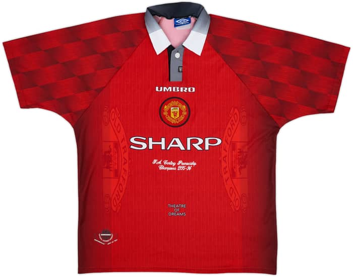 1996-98 Manchester United 'Champions 1995-96' Home Shirt Cantona #7 - 9/10 - (XL)