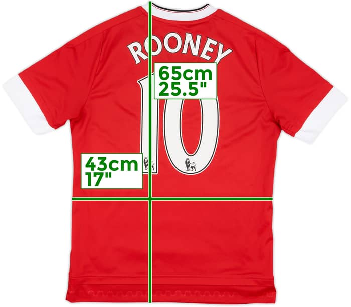 2015-16 Manchester United Home Shirt Rooney #10 - 5/10 - (L.Boys)