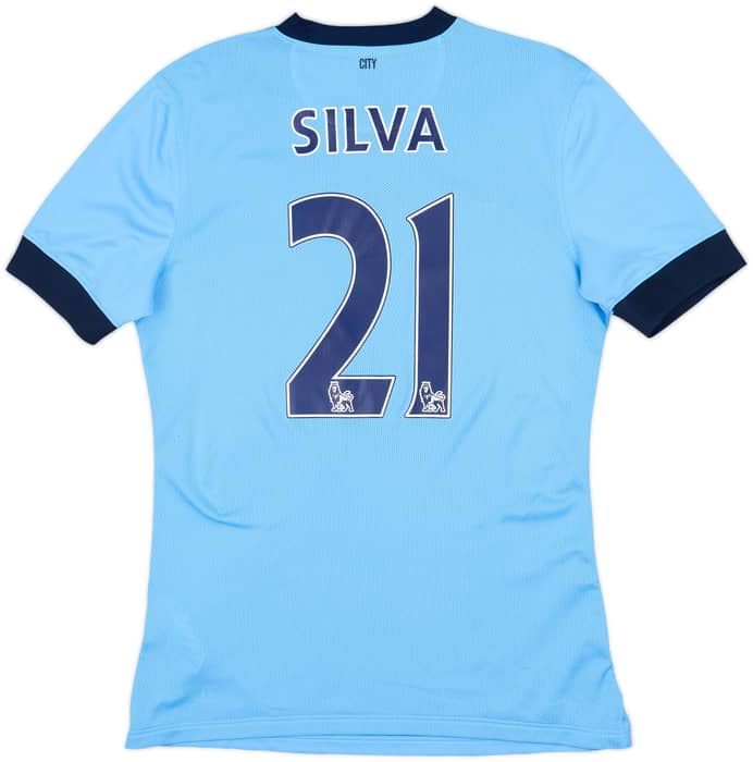 2014-15 Manchester City Authentic Home Shirt Silva #21 - 10/10 - (M)