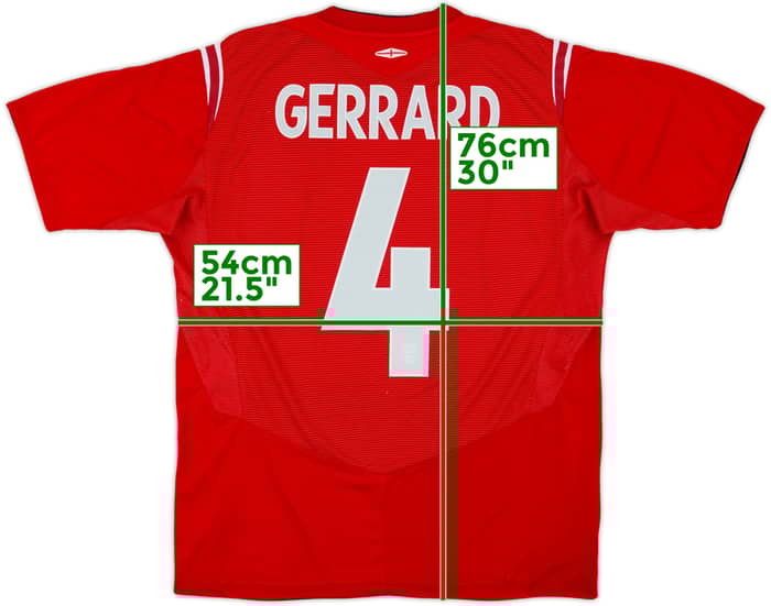 2004-06 England Away Shirt Gerrard #4 - 6/10 - (L)