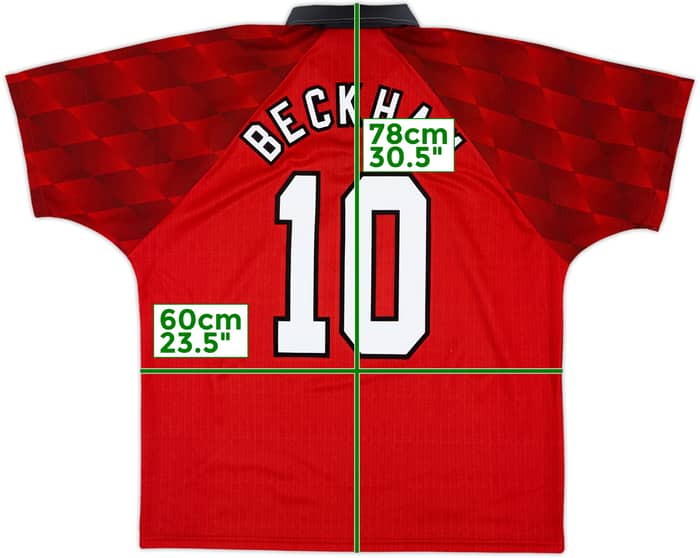 1996-98 Manchester United Home Shirt Beckham #10 - 8/10 - (L)