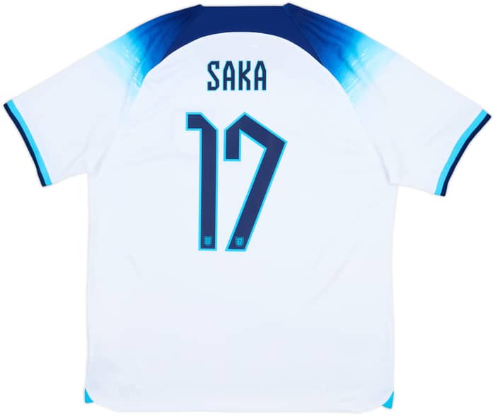 2022-23 England Home Shirt Saka #17 - 10/10 - (S)