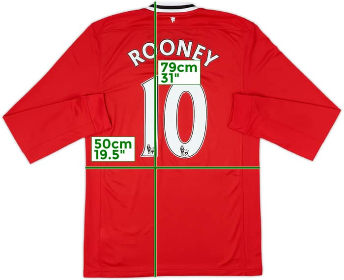 2011-12 Manchester United Home L/S Shirt Rooney #10 - 9/10 - (M)