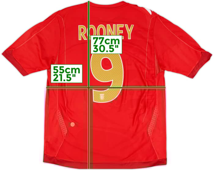 2006-08 England Away Shirt Rooney #9 - 7/10 - (L)