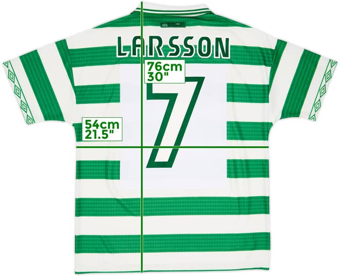 1997-99 Celtic Home Shirt Larsson #7 - 6/10 - (L)