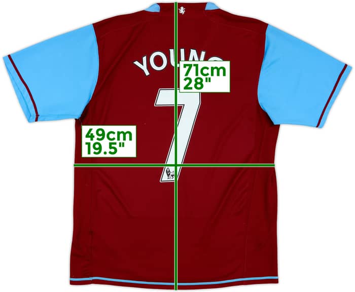 2007-08 Aston Villa Home Shirt Young #7 - 6/10 - (M)