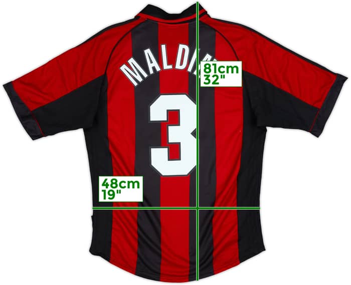 1998-00 AC Milan Home Shirt Maldini #3 - 8/10 - (M)