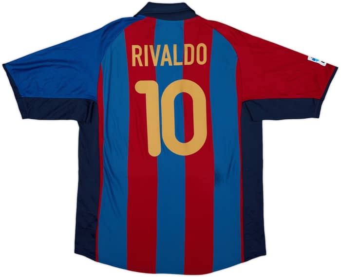 2001-02 Barcelona Home Shirt Rivaldo #10 - 8/10 - (L)