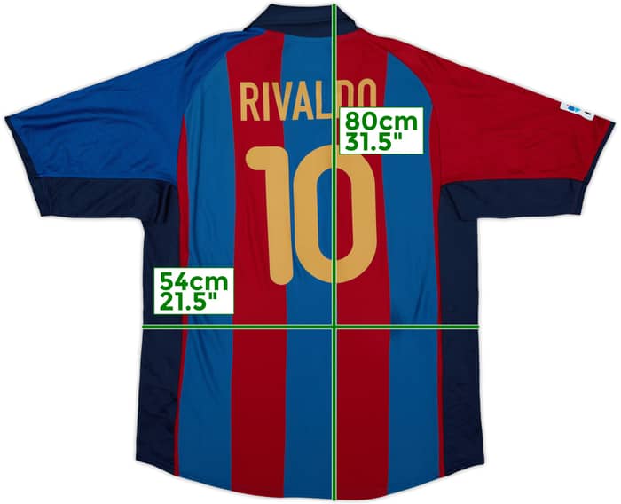 2001-02 Barcelona Home Shirt Rivaldo #10 - 8/10 - (L)